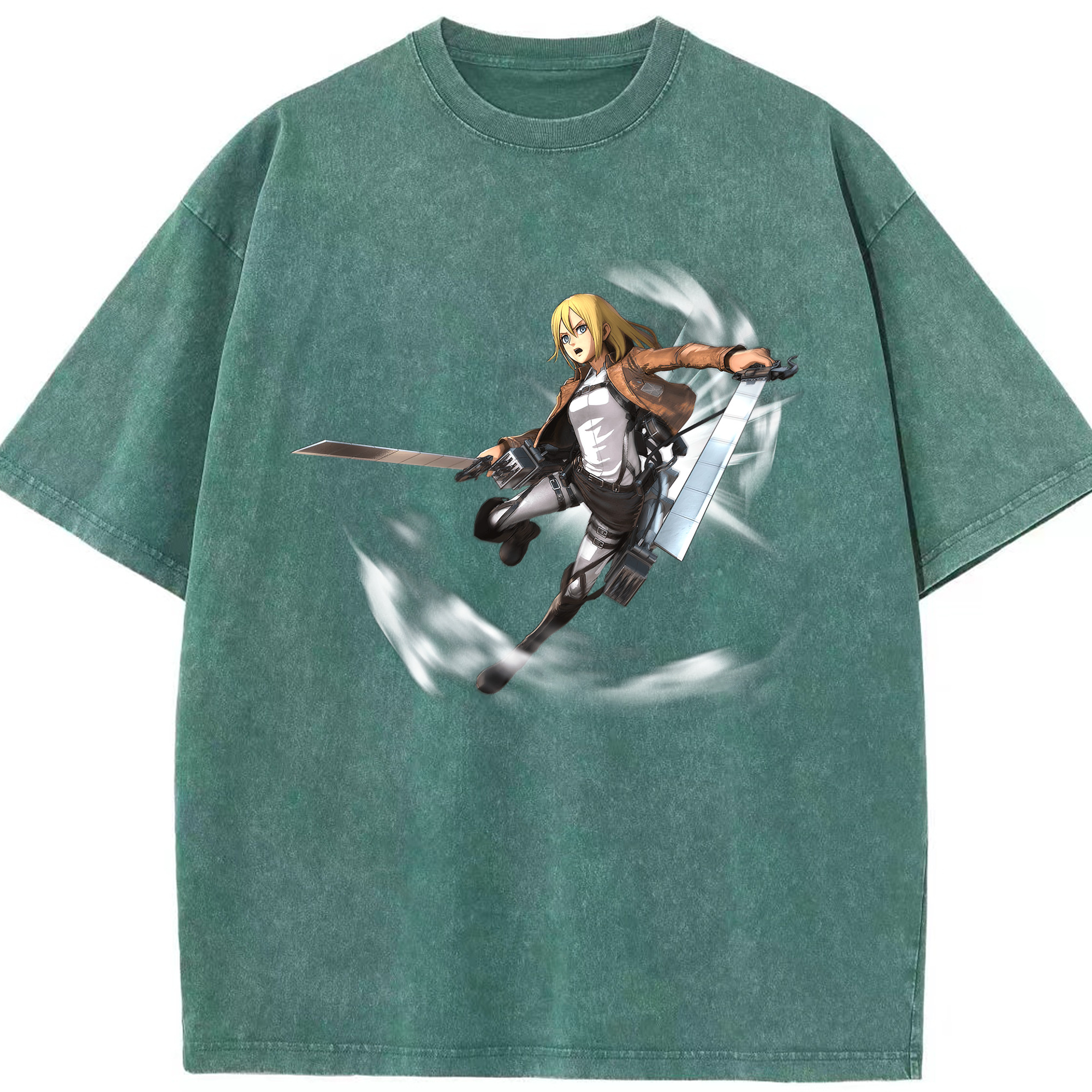 （画像用） 進撃の巨人 クリスタ·レンズ Attack on Titan Christa Lenz 綿100% ヴィンテージ風 半袖Tシャツ（フロントプリント）